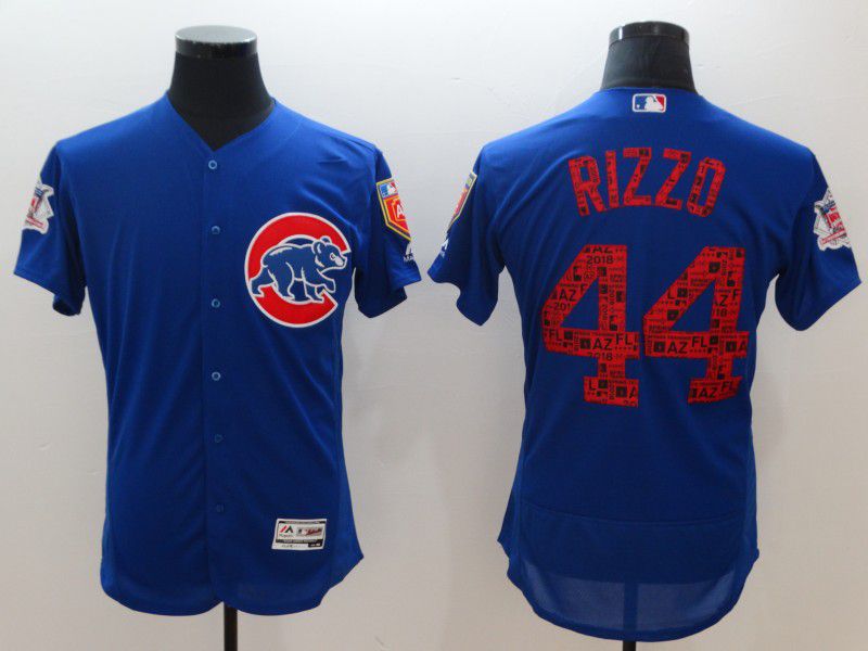Men Chicago Cubs #44 Rizzo Blue Elite Spring Edition MLB Jerseys